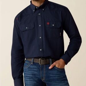 Ariat FR Featherlight Work Shirt Flame Resistant Cat 2 Navy Blue Size M